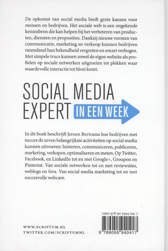 Social Media Expert in een week Social Media Expert in een week achterkant