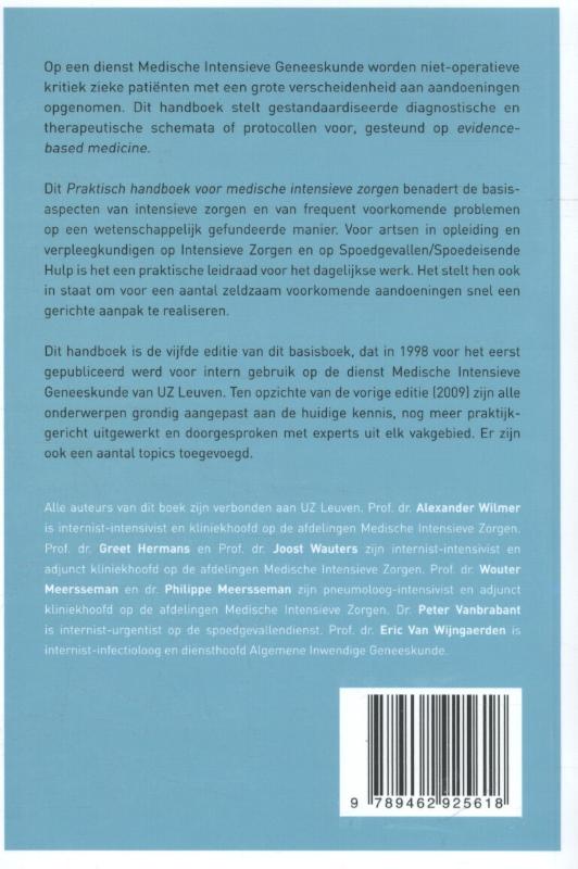 Praktisch handboek voor medische intensieve zorgen achterkant