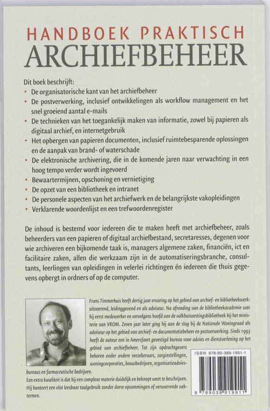 Handboek praktisch  archiefbeheer achterkant