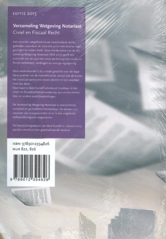 Verzameling wetgeving notariaat / 2015 / Sdu wettenverzameling achterkant