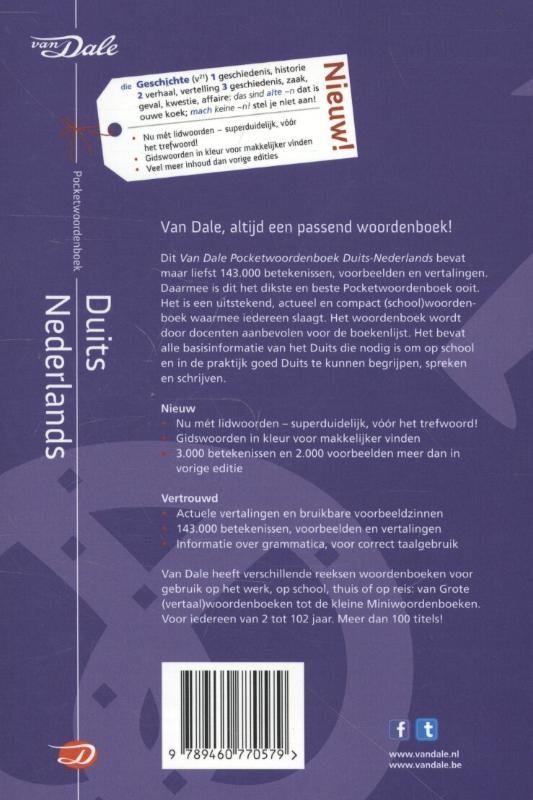 Van Dale pocketwoordenboek - Van Dale pocketwoordenboek Duits-Nederlands achterkant