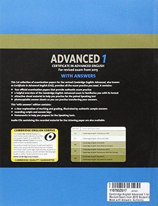 Cambridge English Advanced 1 for Revised Exam from 2015 Student's Book with Answers