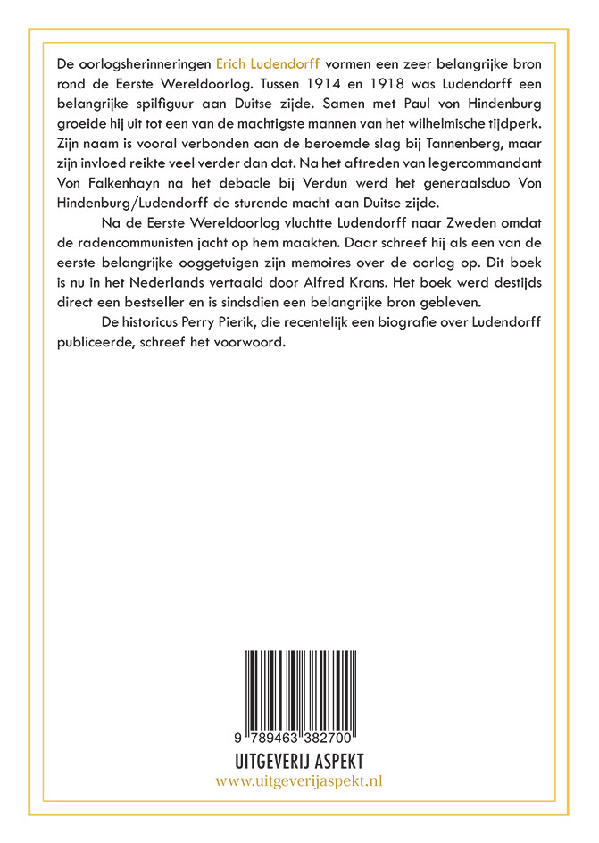 Mijn oorlogsherinneringen 1914-1918 achterkant