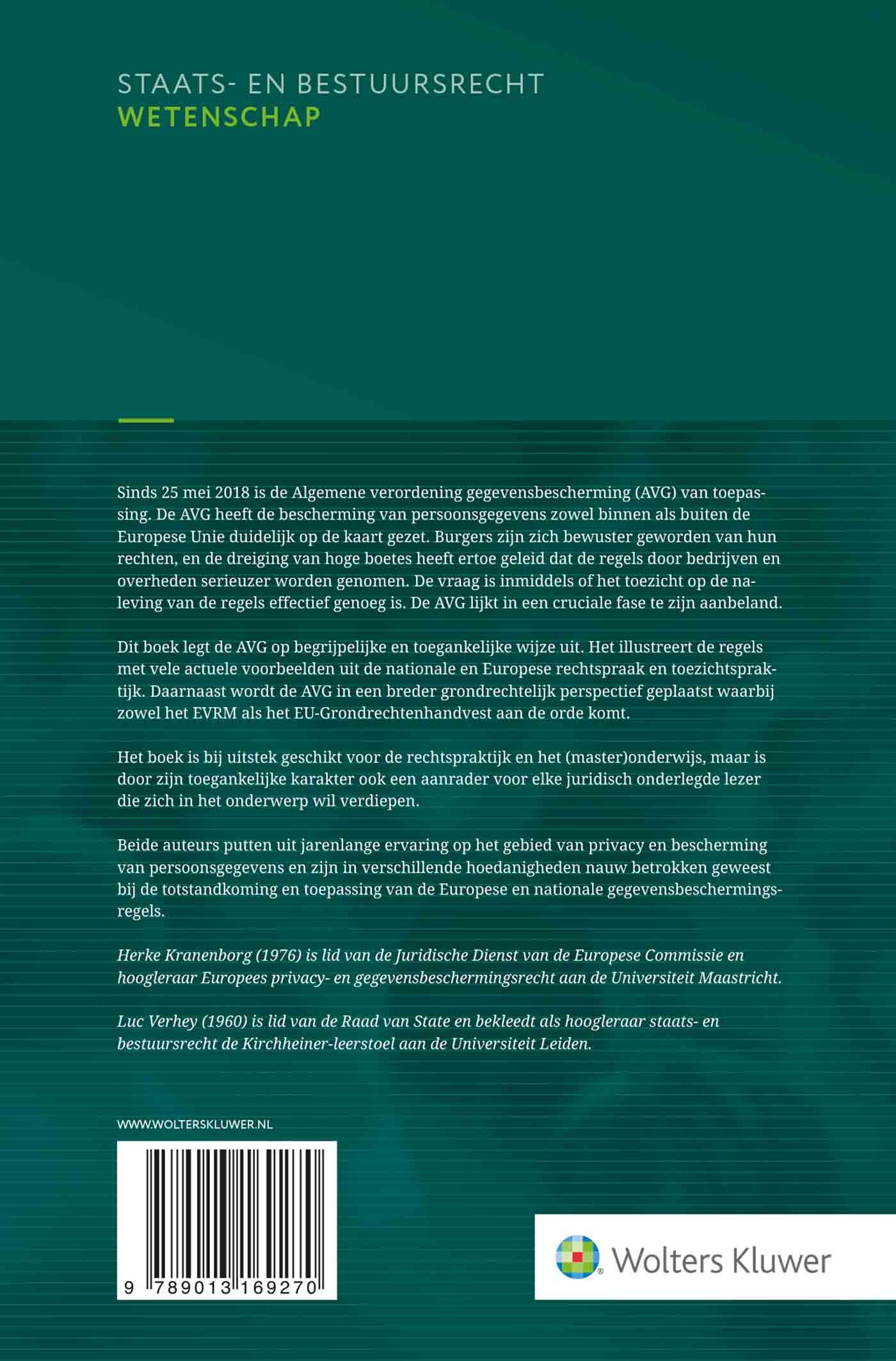 De Algemene verordening gegevensbescherming in Europees & Nederlands perspectief achterkant