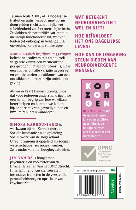 Neurodiversiteit begrijpen / Kopzorgen achterkant