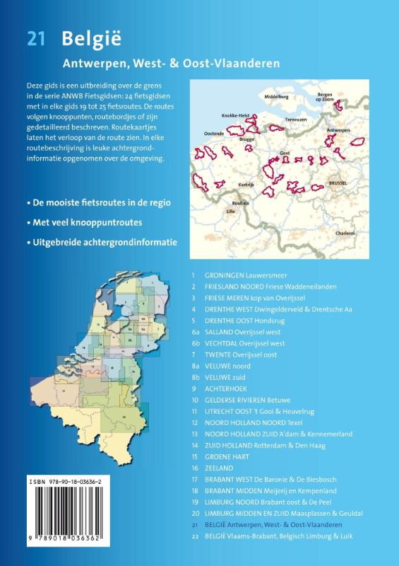 ANWB fietsgids 21 - België: Antwerpen, West- en Oost-Vlaanderen achterkant
