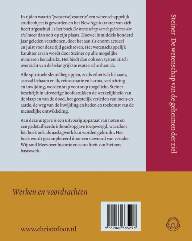 De wetenschap van de geheimen der ziel / Werken en voordrachten / WV-a2 achterkant