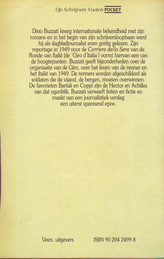De Ronde van Italië / Op schrijvers voeten pocket achterkant