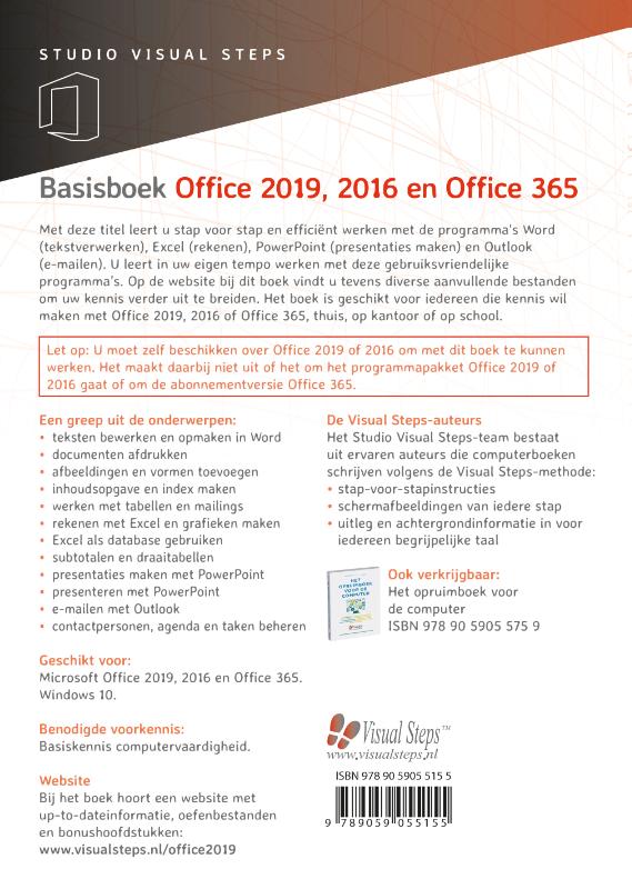 Basisboek Office 2019, 2016 en Office 365 achterkant