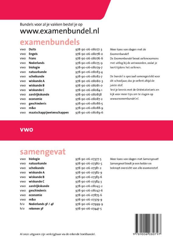 Biologie / Vwo 2014/2015 / Examenbundel achterkant