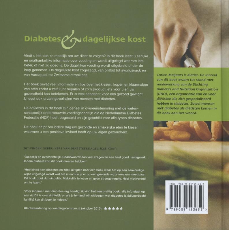 Diabetes en dagelijkse kost achterkant