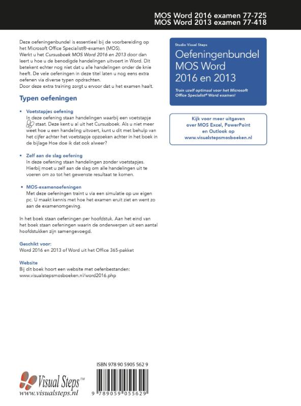 Oefeningenbundel MOS Word 2016 en 2013 achterkant