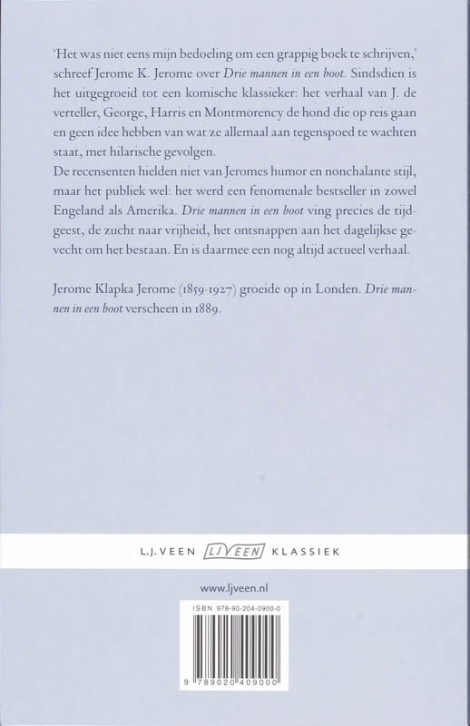 Drie mannen in een boot / L.J. Veen klassiek achterkant