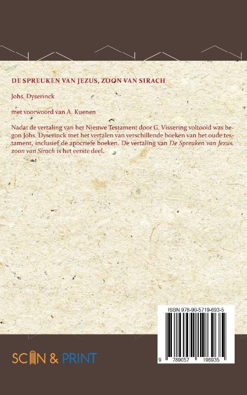 De Spreuken van Jezus, de zoon van Sirach achterkant