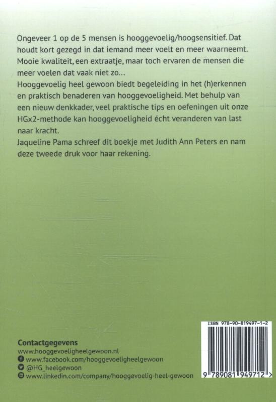 Hooggevoelig heel gewoon Professionals achterkant