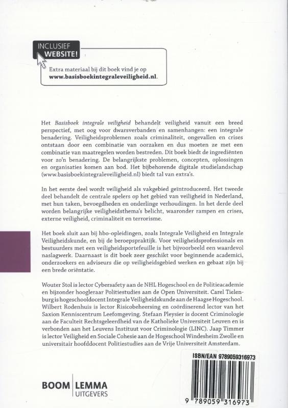 Basisboek integrale veiligheid / Boom studieboeken criminologie achterkant