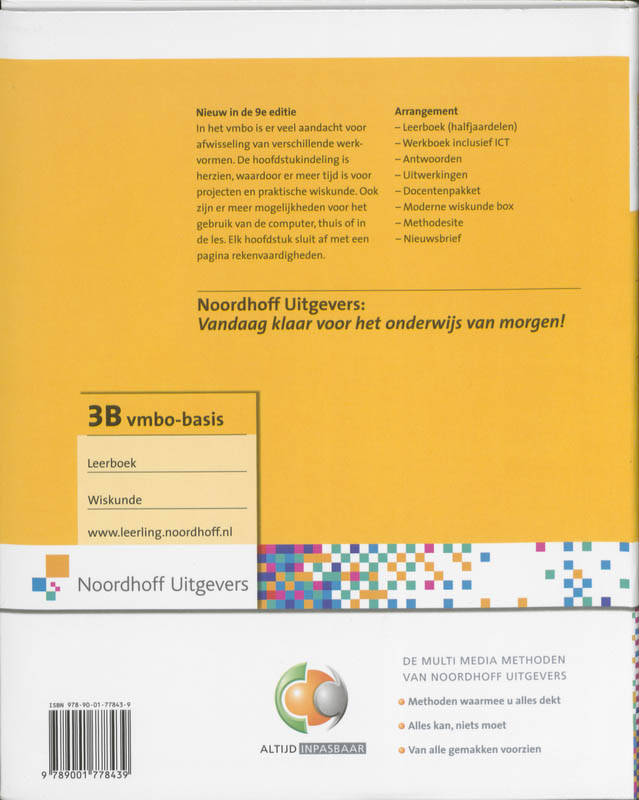 Leerboek vmbo basis 3b Moderne wiskunde achterkant