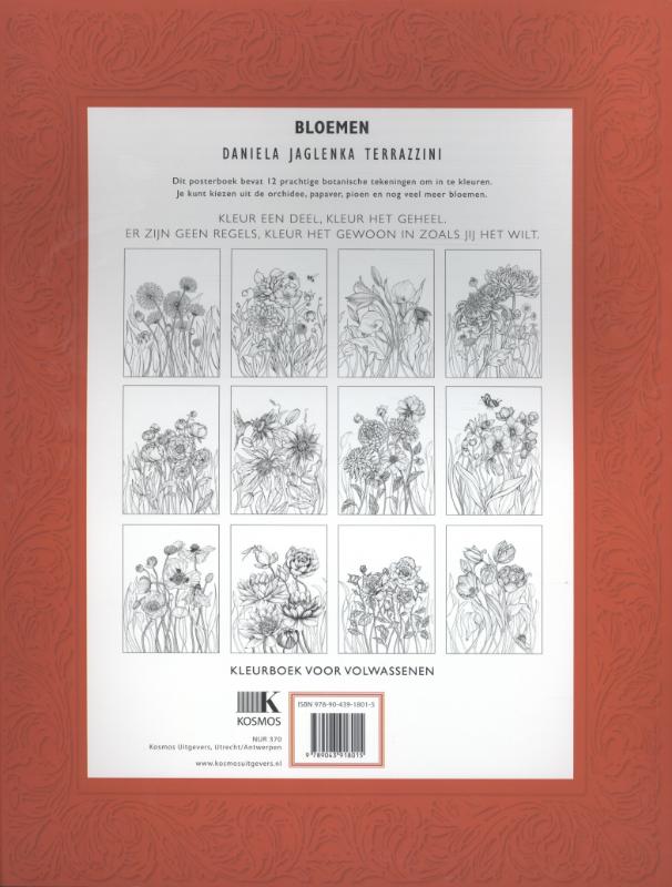 kleurboek voor volwassenen: Bloemen achterkant