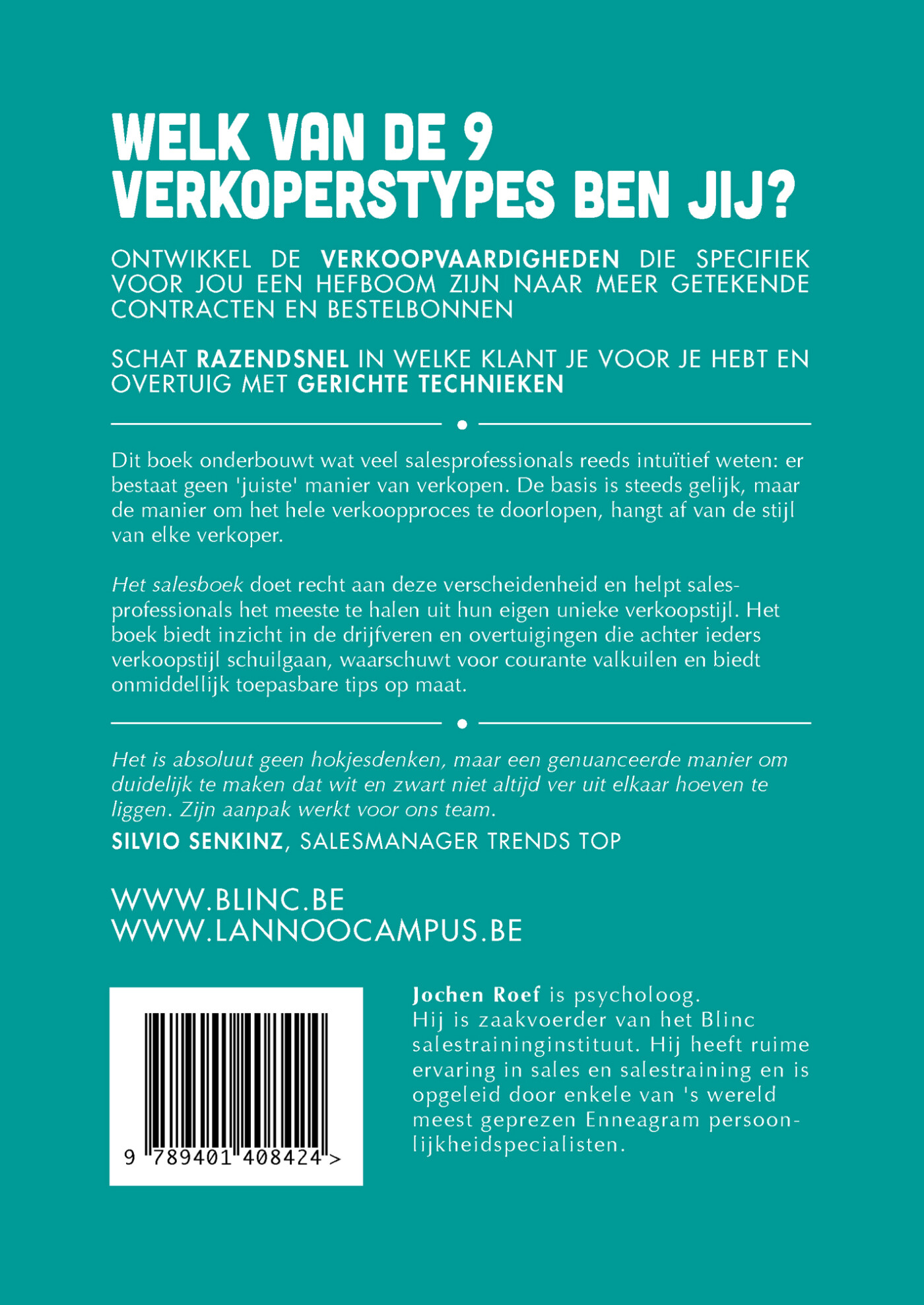 Het salesboek achterkant