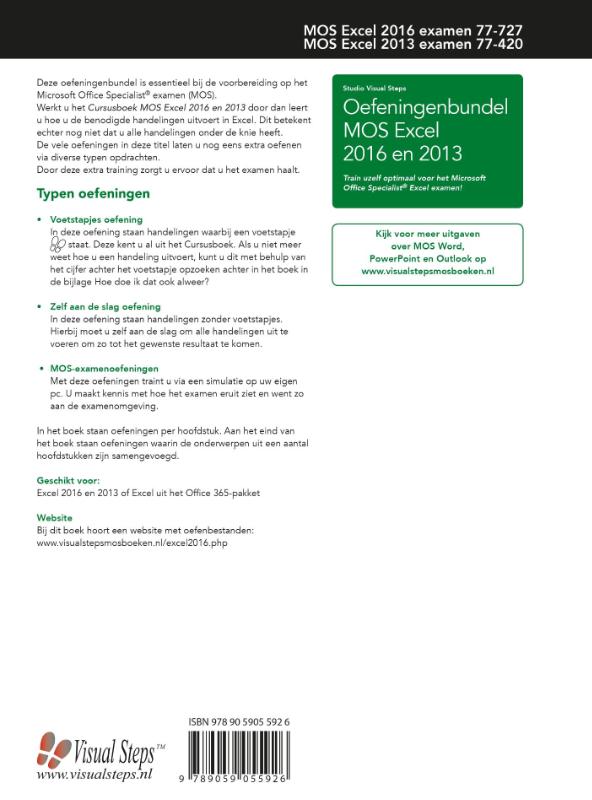 Oefeningenbundel MOS Excel 2016 en 2013 basis achterkant