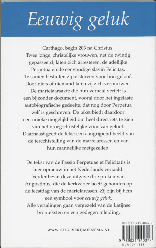 Eeuwig geluk / Ad Fontes achterkant
