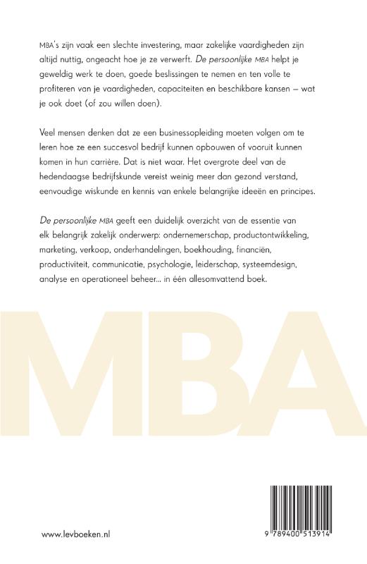 De persoonlijke MBA achterkant
