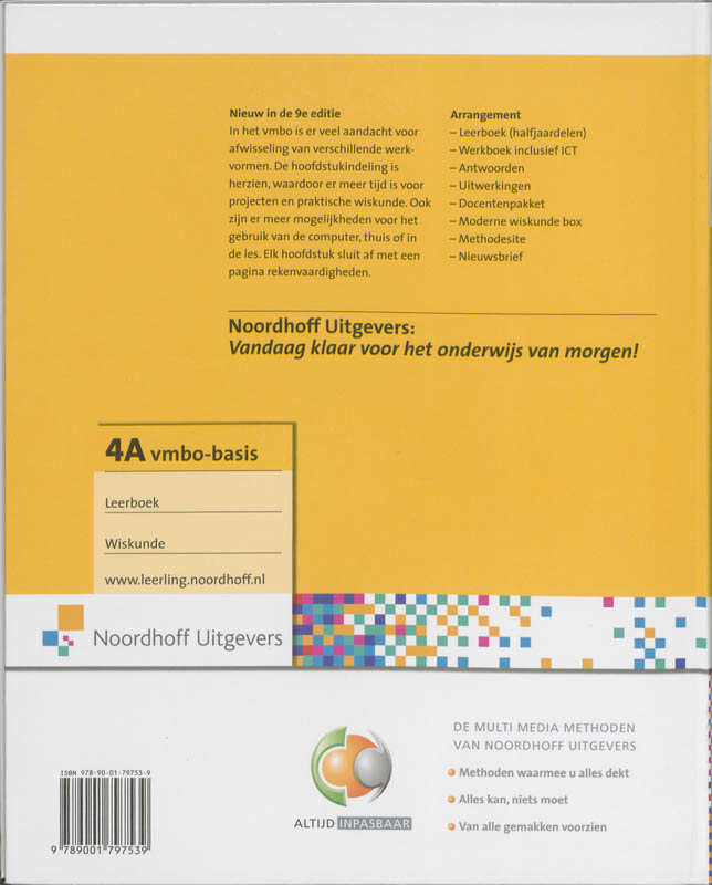 Moderne wiskunde Vmbo-basis deel 4A Moderne wiskunde  Vmbo-basis deel 4A achterkant