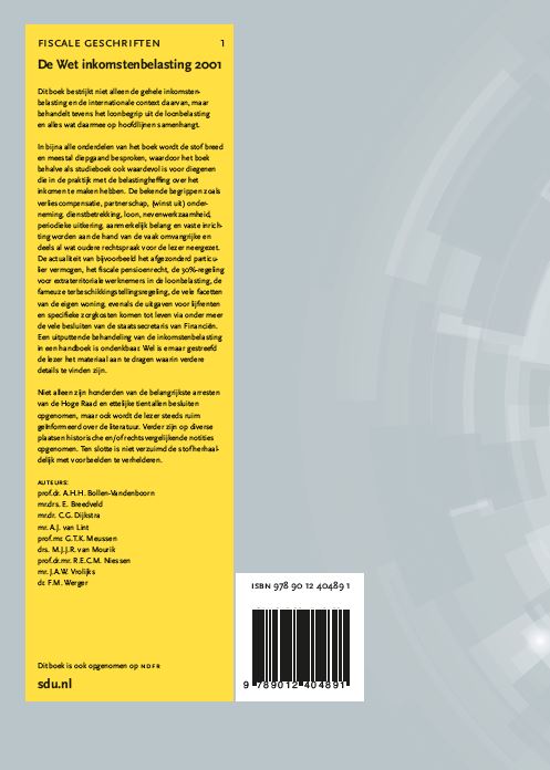De Wet Inkomstenbelasting 2001, Editie 2019 / Fiscale geschriften / 1 achterkant