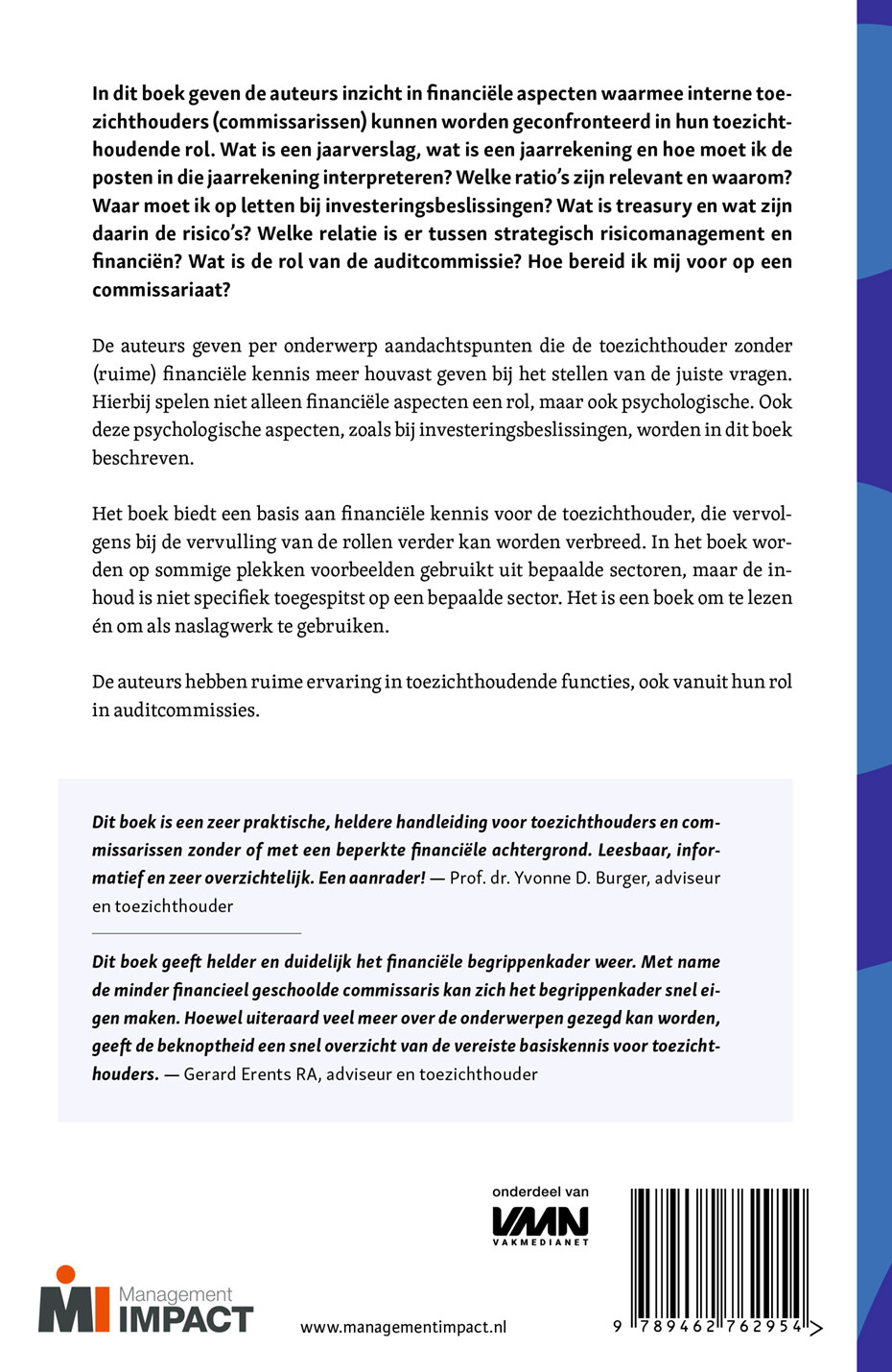 Financiën voor commissarissen en toezichthouders achterkant