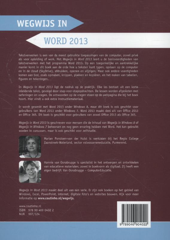 Wegwijs in word 2013 Wegwijs in word 2013 achterkant