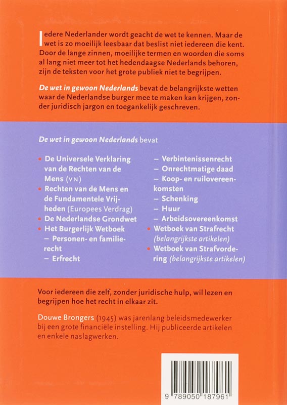 De wet in gewoon Nederlands achterkant