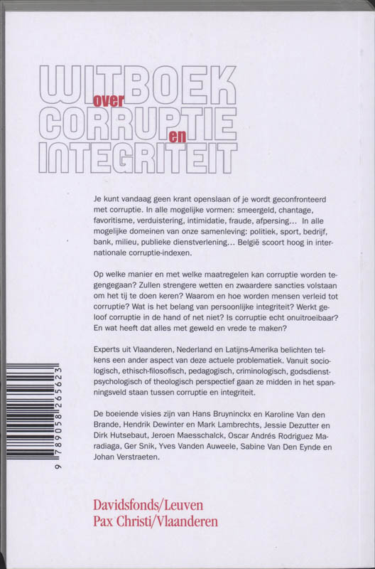 Witboek Over Corruptie En Integriteit achterkant