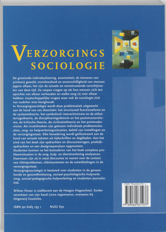 Verzorgingssociologie voor de gezondheidszorg en hulpverlening achterkant