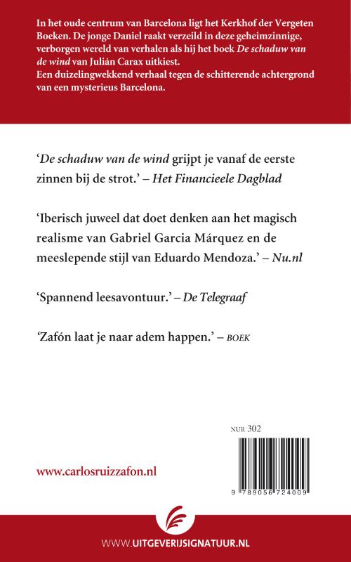 De schaduw van de wind / Het kerkhof der vergeten boeken / 1 achterkant