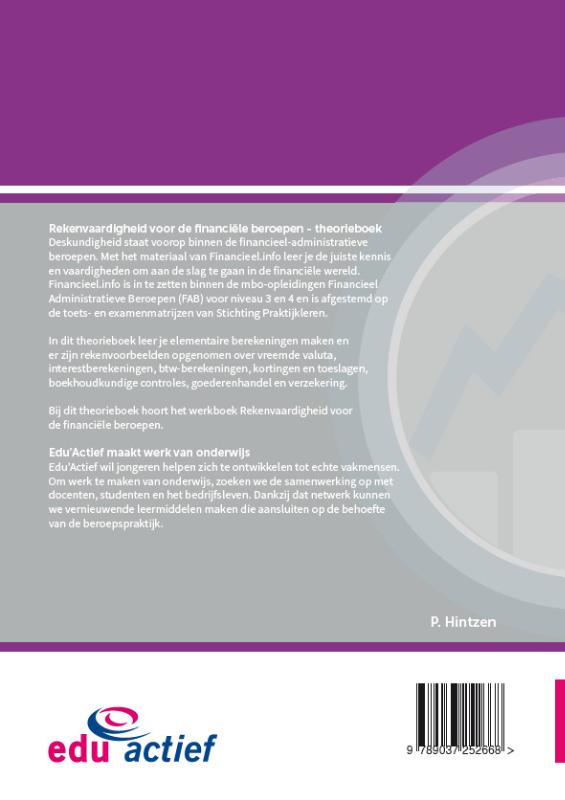 Rekenvaardigheid voor financiële beroepen set / Financieel administratieve beroepen achterkant