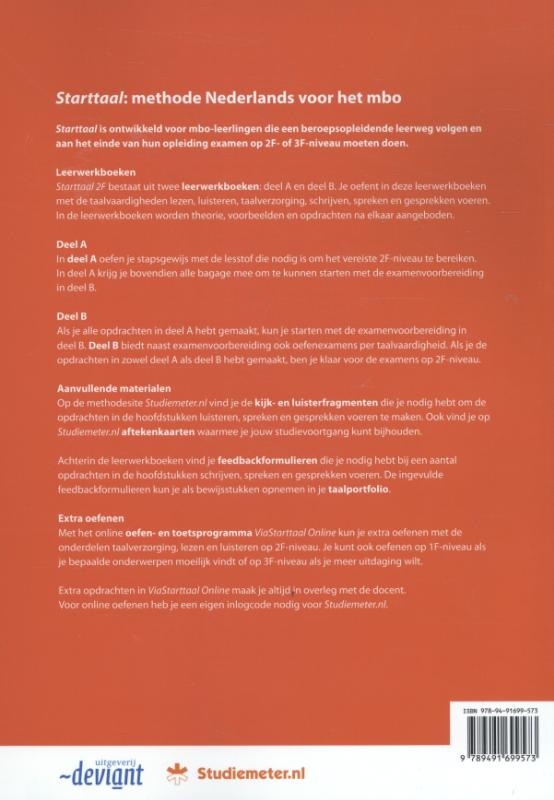 Starttaal 2F A Leerwerkboek Nederlands achterkant