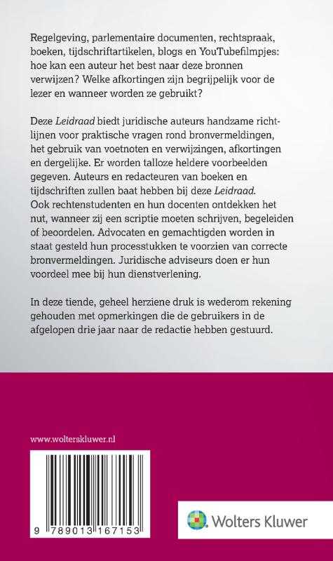 Leidraad voor juridische auteurs Leidraad voor juridische auteurs achterkant