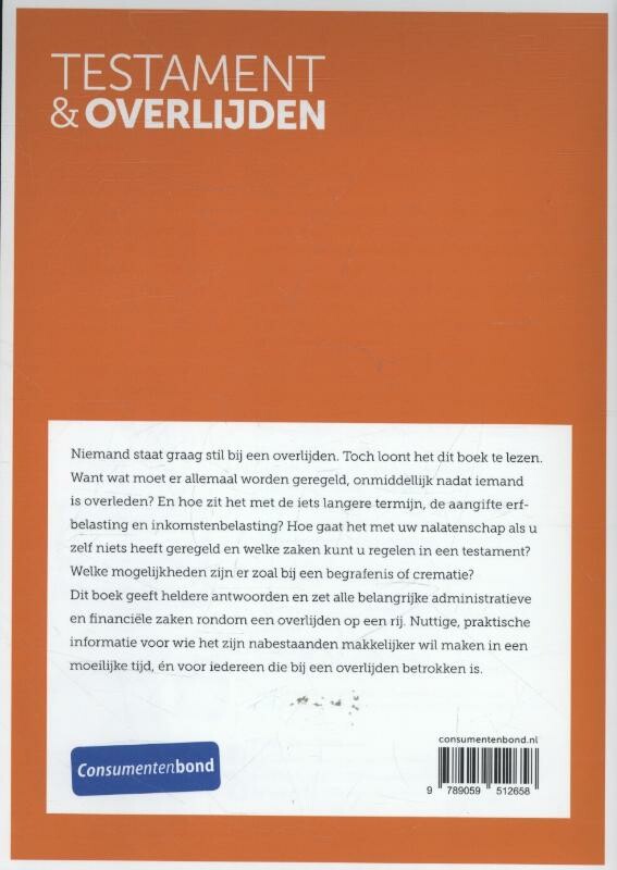 Testament en overlijden achterkant