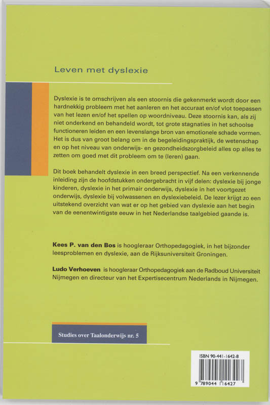 Leven met dyslexie / Studies over Taalonderwijs / 5 achterkant
