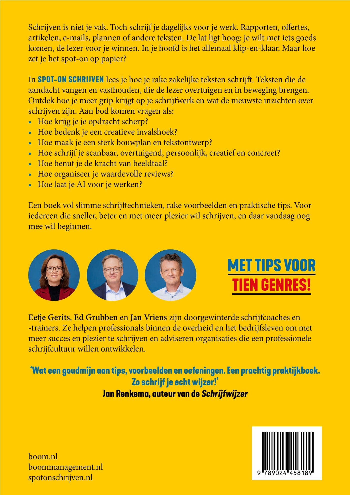 Spot-on schrijven achterkant