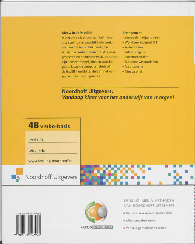 Moderne wiskunde vmbo-basis deel 4b leerboek Moderne wiskunde  vmbo-basis deel 4b leerboek achterkant