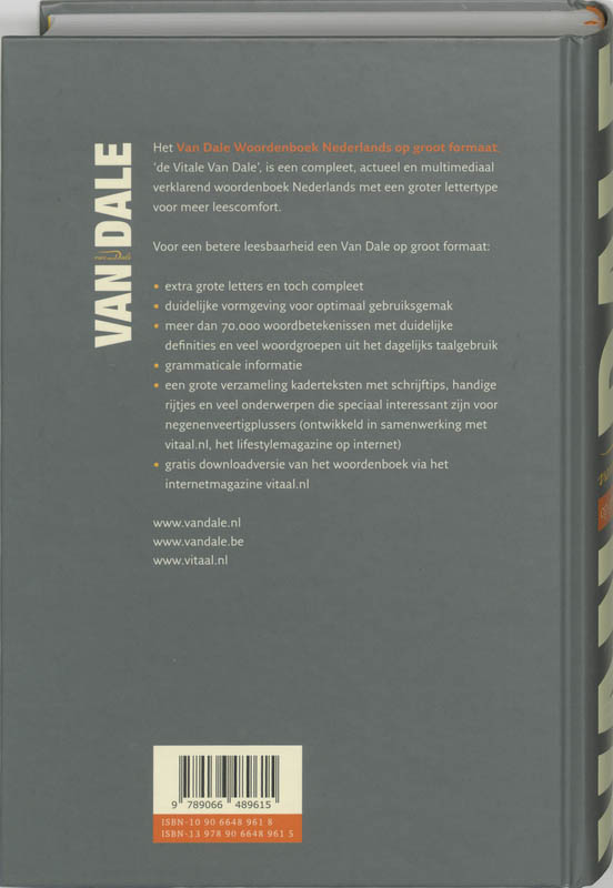 Van Dale Woordenboek Nederlands op groot formaat Van Dale Woordenboek Nederlands op groot formaat achterkant