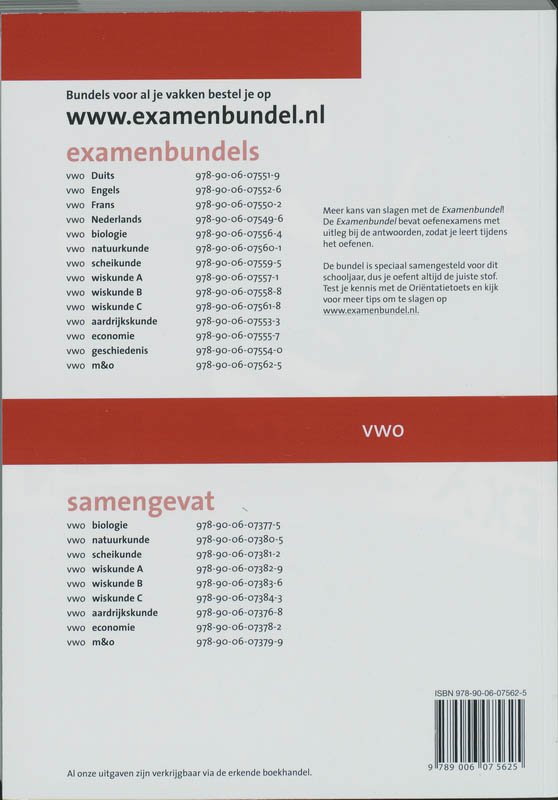 Examenbundel 2009/2010 vwo m & o achterkant