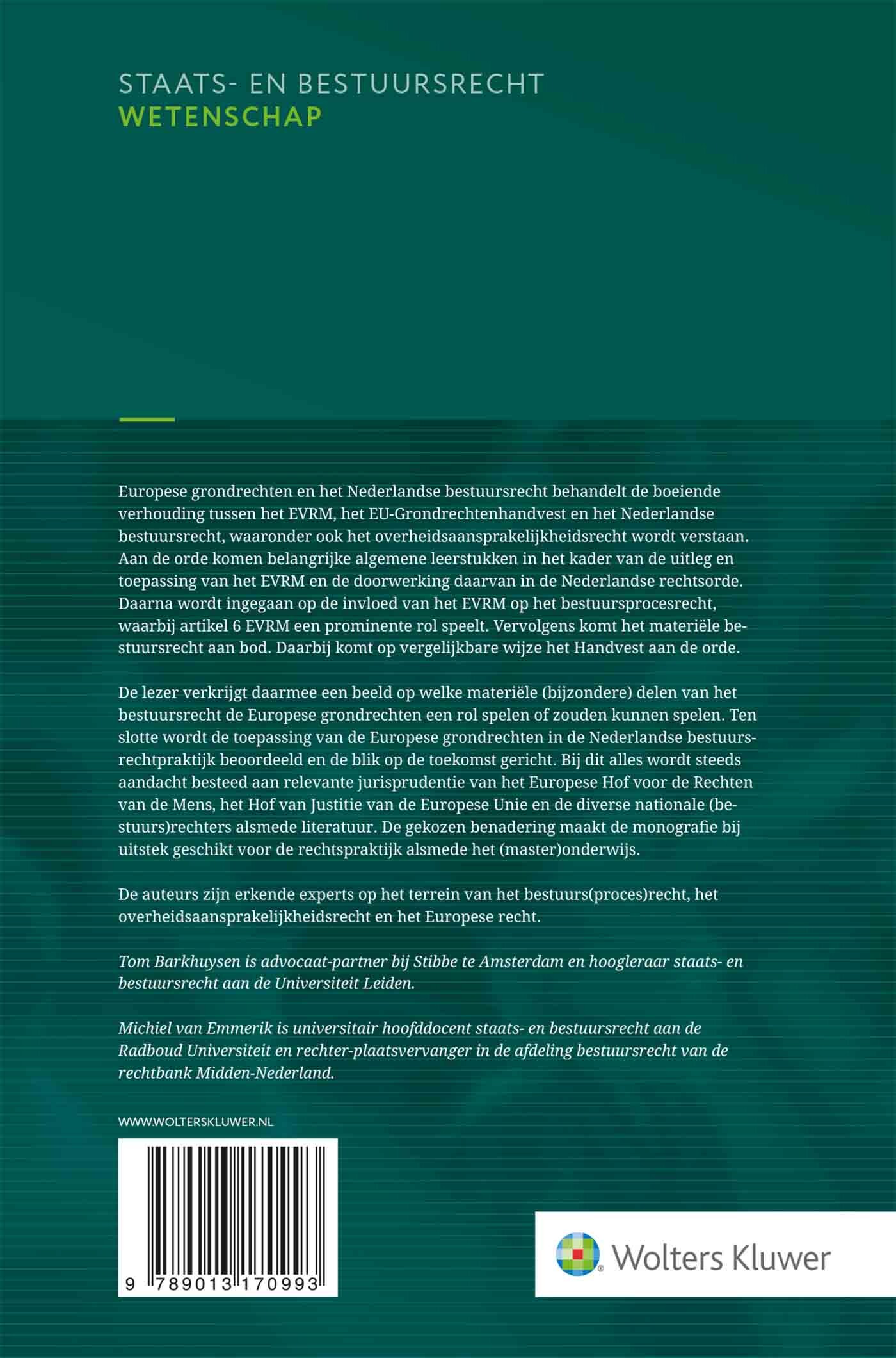 Europese grondrechten en het Nederlandse bestuursrecht achterkant