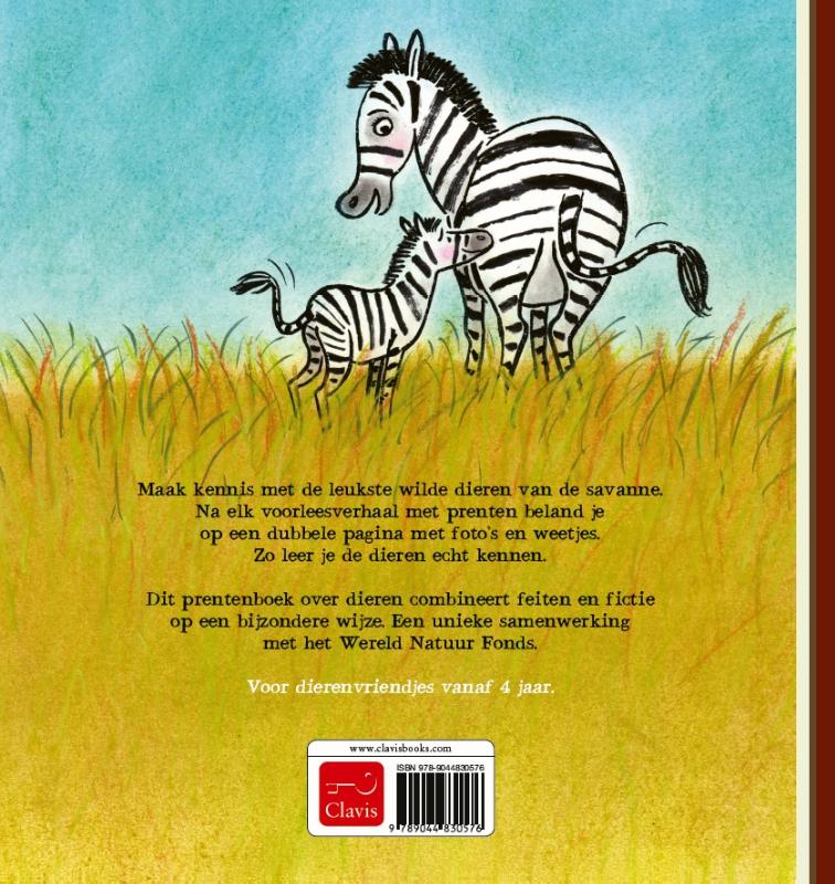 Wilde dieren van de savanne achterkant