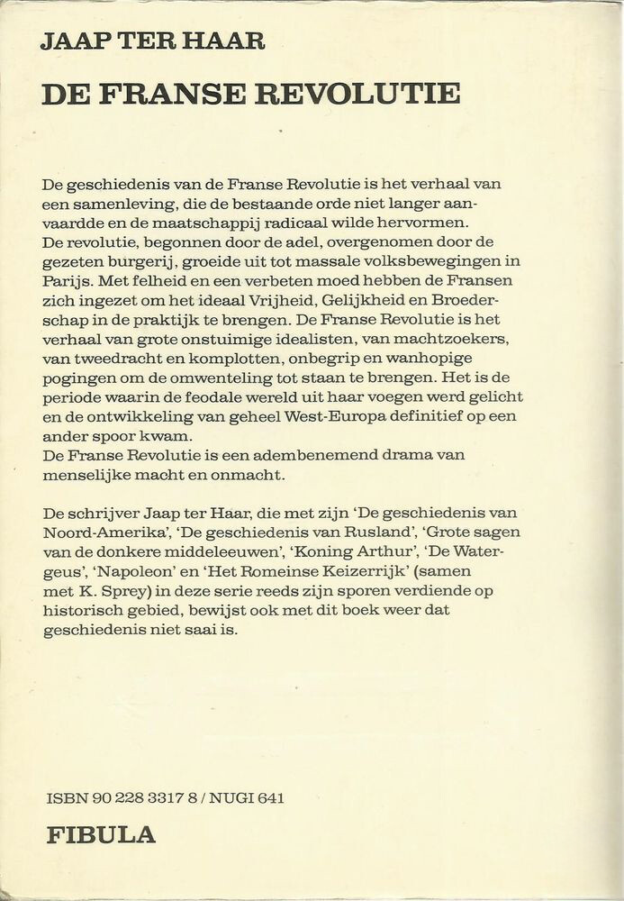 De Franse Revolutie / Geschiedenis en cultuur paperbacks achterkant