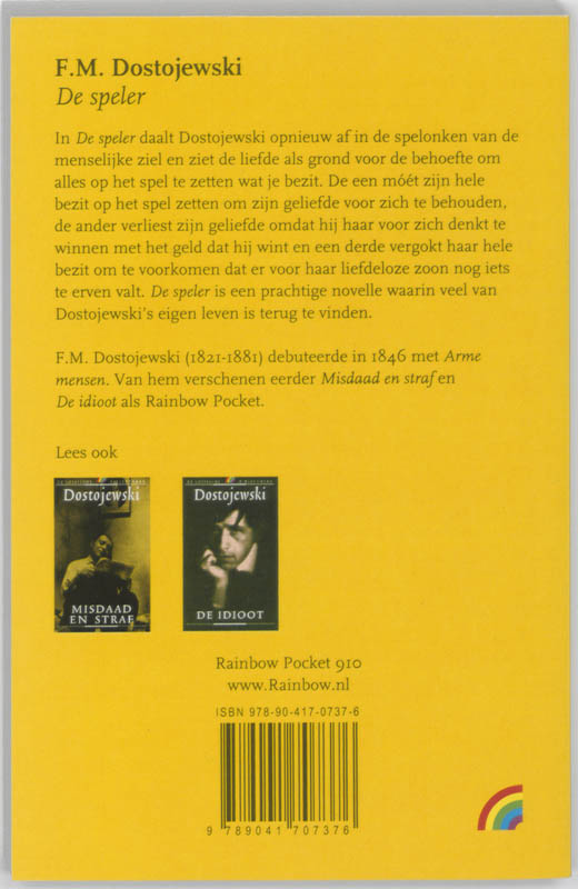 Rainbow pocketboeken 910 - De speler achterkant