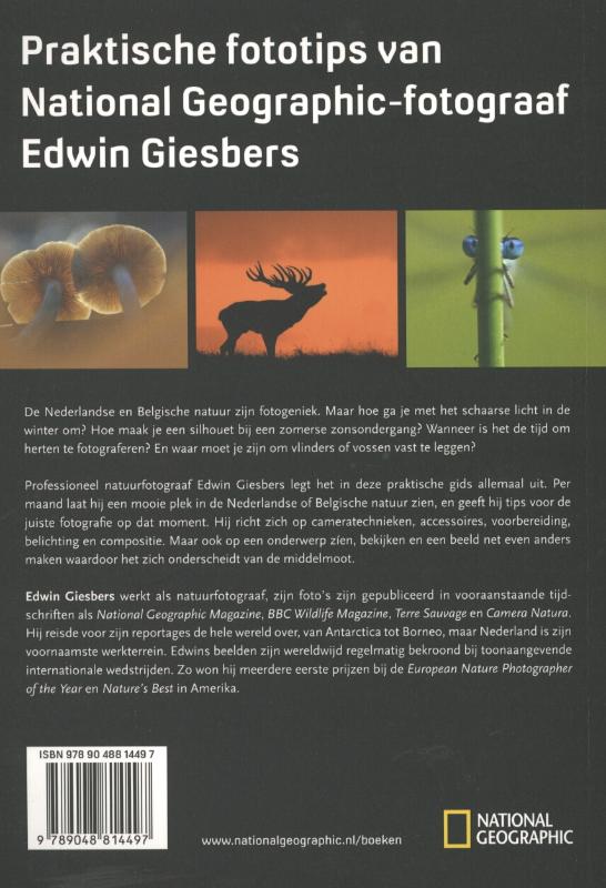 Handboek natuurfotografie Nederland en Belgie / National Geographic achterkant