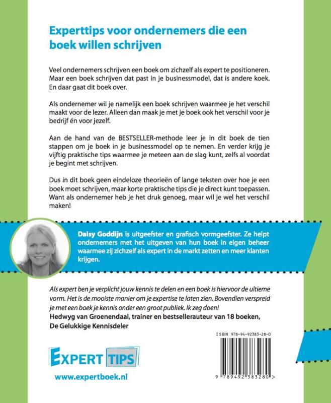 Experttips voor ondernemers die een boek willen schrijven / Experttips boekenserie achterkant