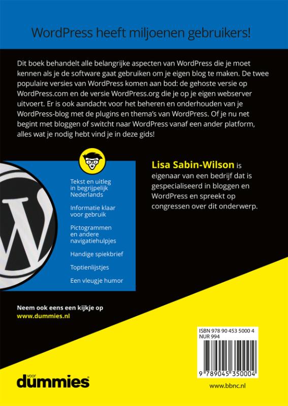 WordPress voor Dummies / Voor Dummies achterkant